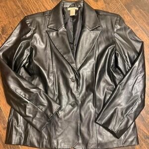 Vintage streetwear MOUNTAIN LAKE women's size Large black leather blazer JACKET